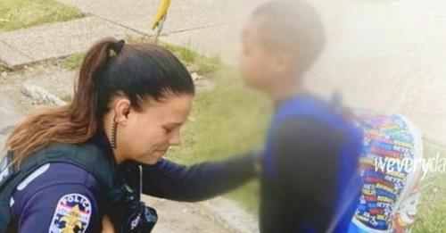Boy stops police officer on his way to school – asks her to pray with him, then she decides to respond