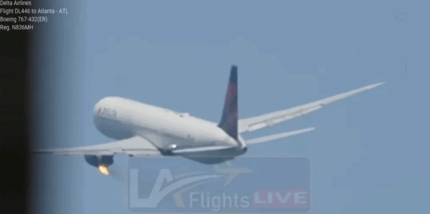 Delta Boeing 767 engine bursts into flames after takeoff from LAX airport: video
